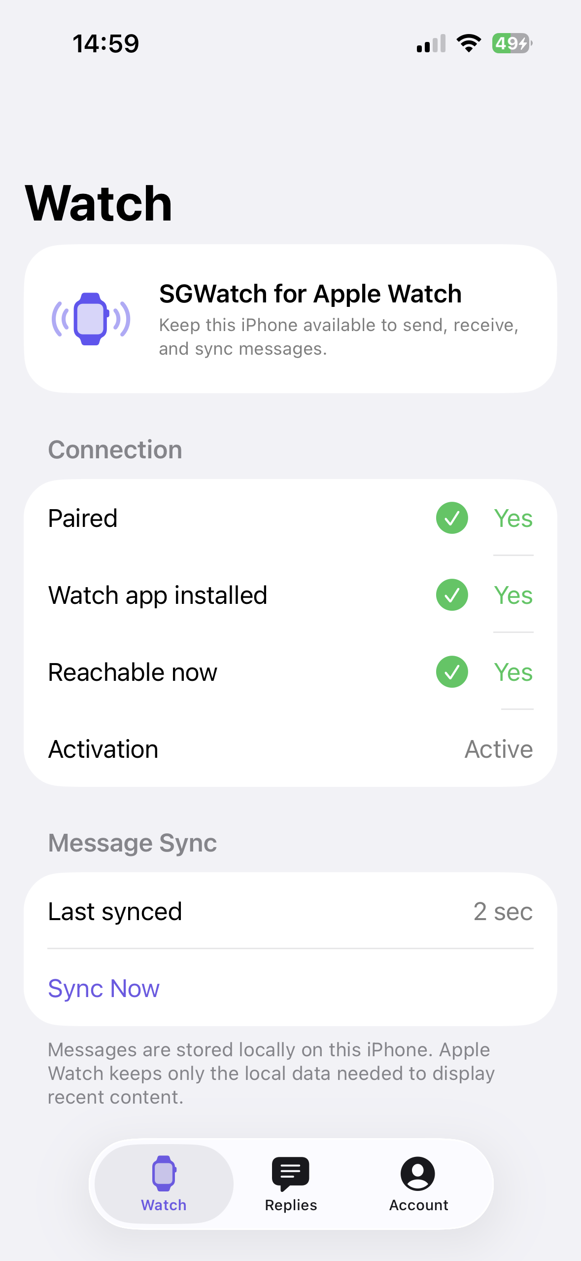 Pager encrypted local message synchronization